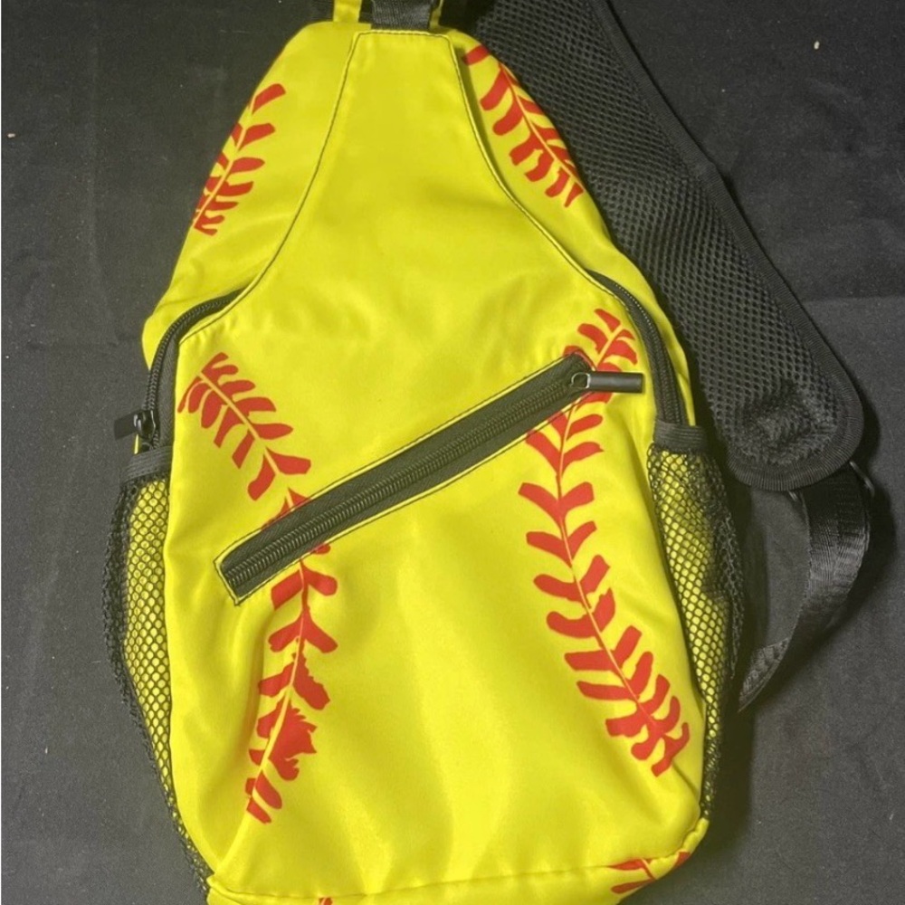 Unisex Sling Bag Crossbody Backpack for  One Size Softball Print